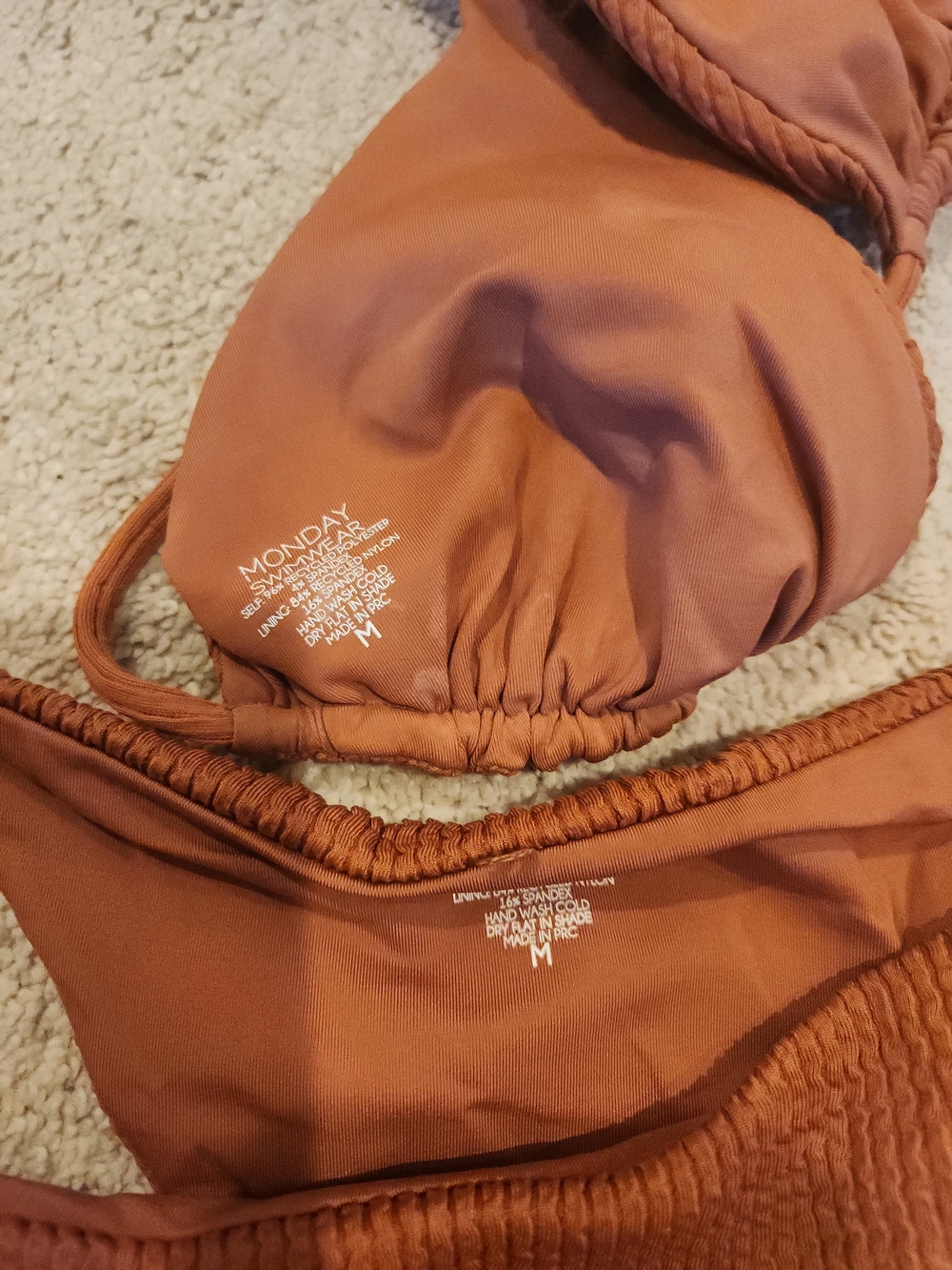 Rust Textured Tie-Side Bikini Set - Picture 2 of 2